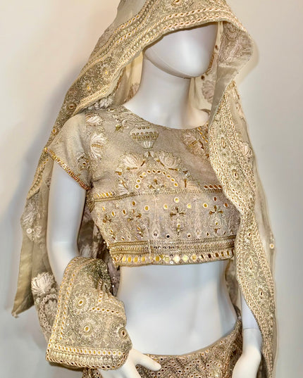 Luxury Silver Grey Bridal Lehenga with Heavy Zardozi Embroidery