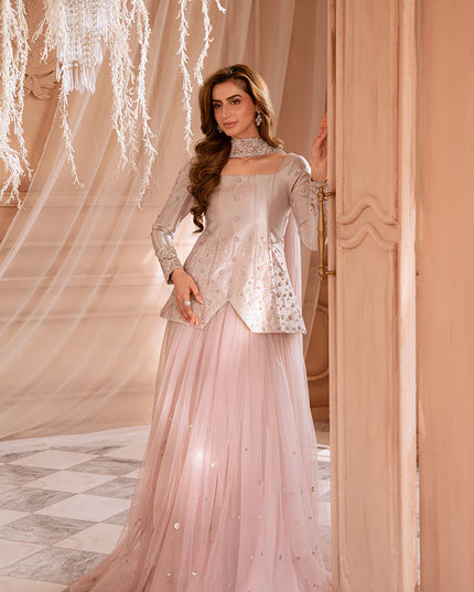 Karina | Wisteria Tissue Silk Peplum and Net Skirt