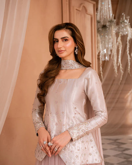 Karina | Wisteria Tissue Silk Peplum and Net Skirt