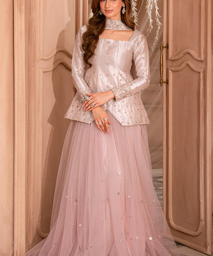 Karina | Wisteria Tissue Silk Peplum and Net Skirt