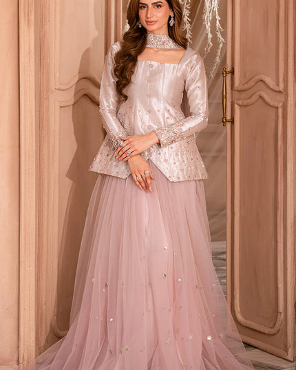 Karina | Wisteria Tissue Silk Peplum and Net Skirt