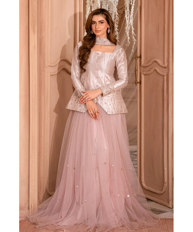 Karina | Wisteria Tissue Silk Peplum and Net Skirt