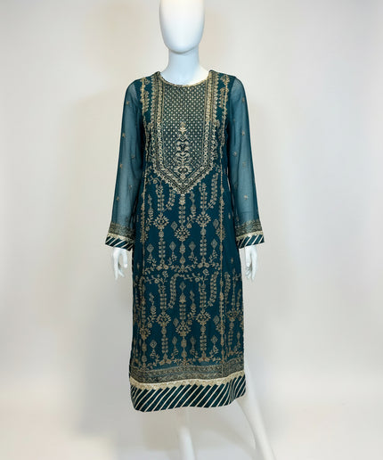 Asim Jofa Teal Majesty Embroidered Kurta