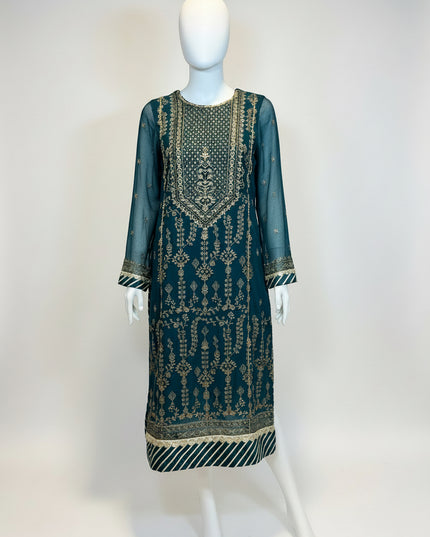 Asim Jofa Teal Majesty Embroidered Kurta