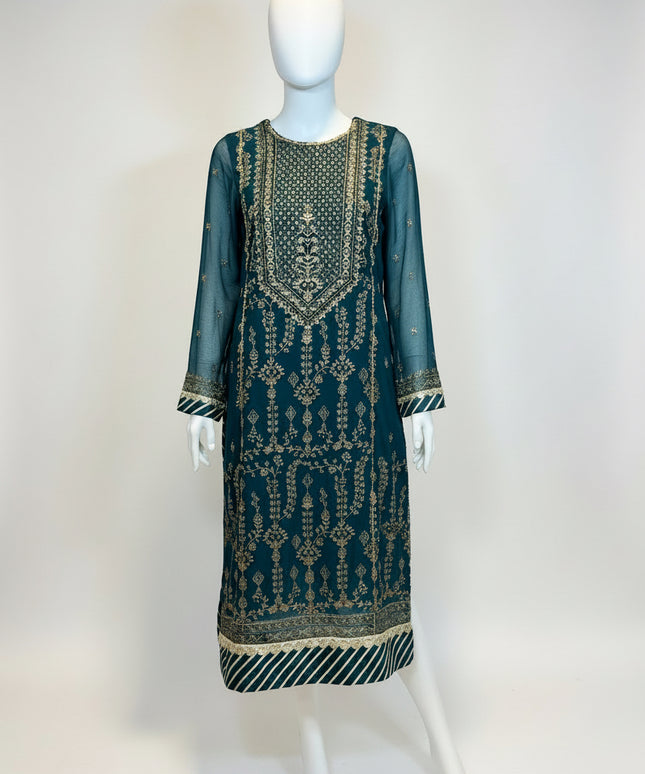 Asim Jofa Teal Majesty Embroidered Kurta