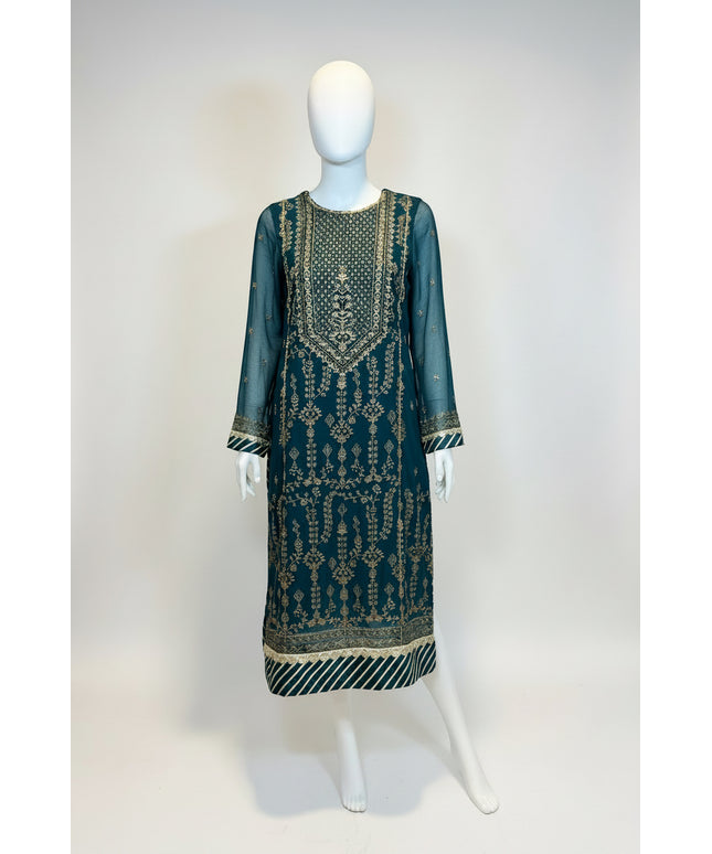 Asim Jofa Teal Majesty Embroidered Kurta