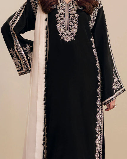 Dania | Black and White Embroidered Suit