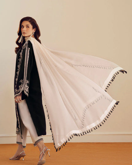Dania | Black and White Embroidered Suit