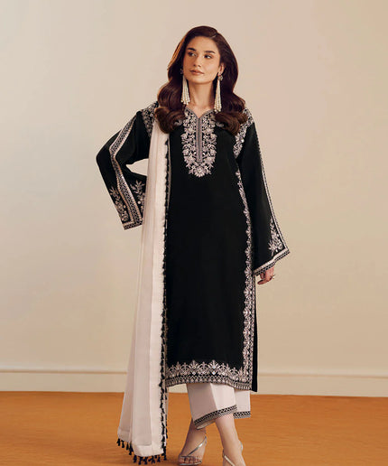 Dania | Black and White Embroidered Suit
