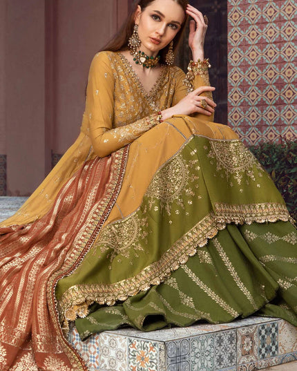 Maria B | Sateen Fall Edition Jacquard Dress