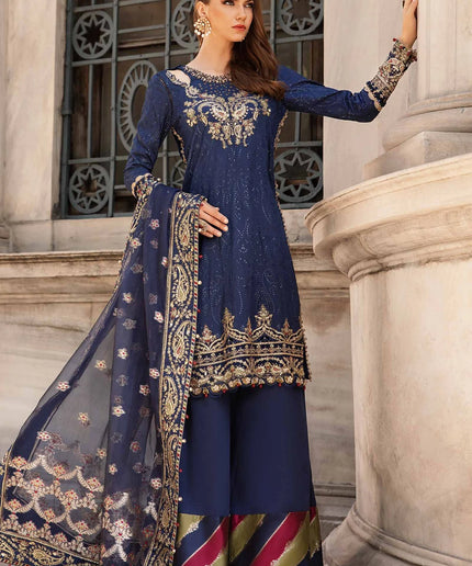 Maria B | Cobalt Blue Embroidered Hand Embellished Suit