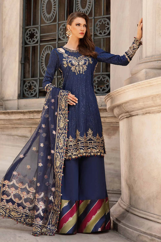 Maria B | Cobalt Blue Embroidered Hand Embellished Suit