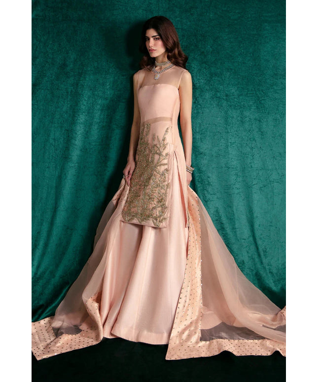 Cacie | Peach Hand Embellished Sharara