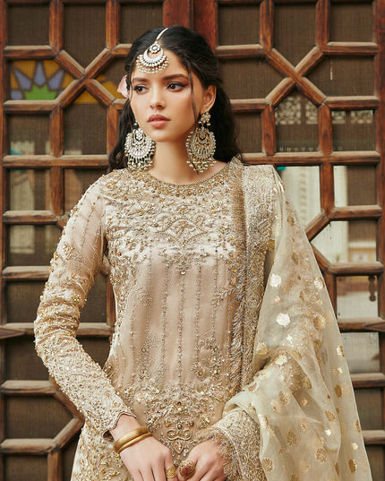 Chaman | Gold Embellished Pure Tissue Gharara
