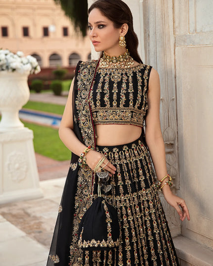 Chandni | Kanwal Malik Black Hand Embellished Bridal Lehenga Choli