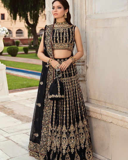 Chandni | Kanwal Malik Black Hand Embellished Bridal Lehenga Choli