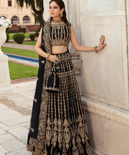 Chandni | Kanwal Malik Black Hand Embellished Bridal Lehenga Choli