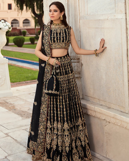 Chandni | Kanwal Malik Black Hand Embellished Bridal Lehenga Choli