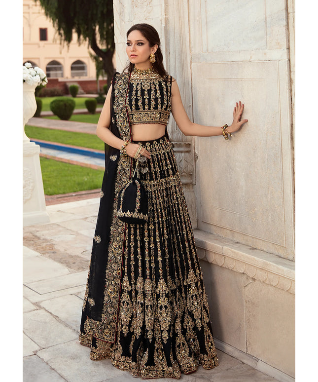 Chandni | Kanwal Malik Black Hand Embellished Bridal Lehenga Choli