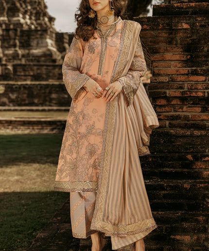 Charizma | Peach Embroidered Chiffon Suit