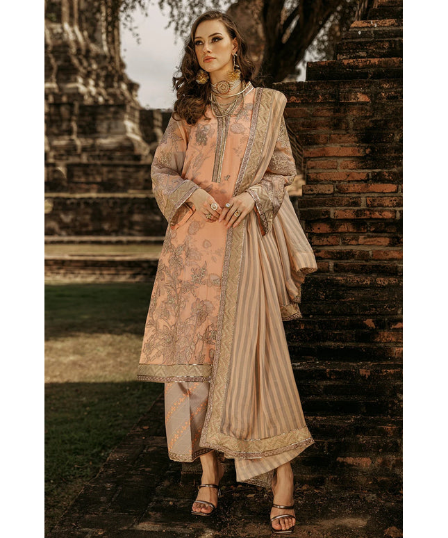 Charizma | Peach Embroidered Chiffon Suit