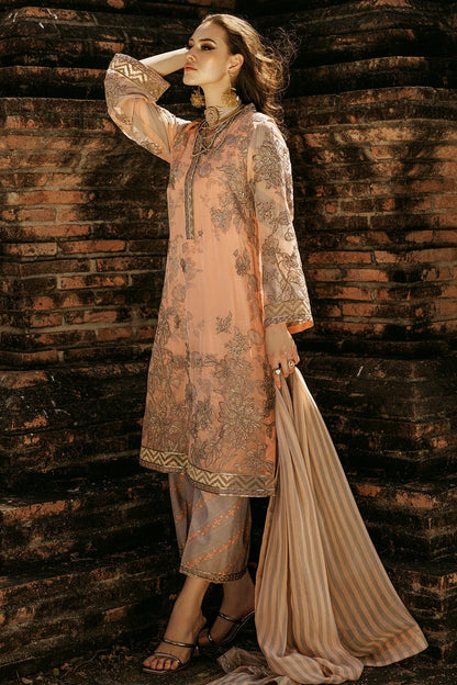 Charizma | Peach Embroidered Chiffon Suit
