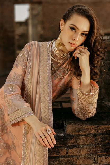 Charizma | Peach Embroidered Chiffon Suit