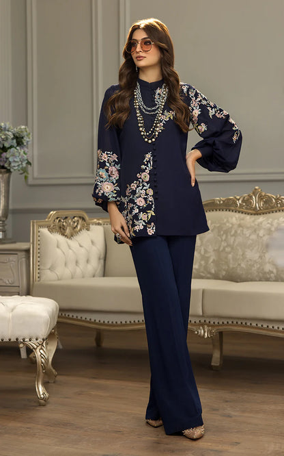 Black Chiffon Embroidered Co Ord Set