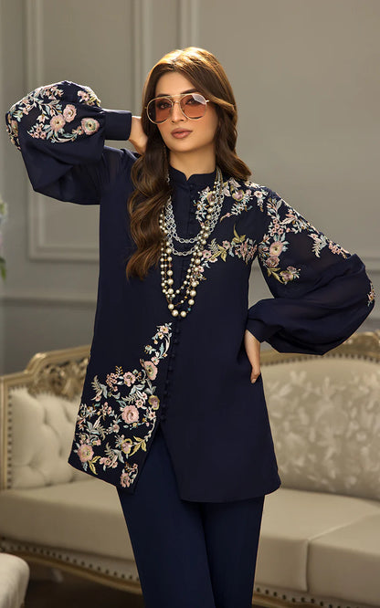 Black Chiffon Embroidered Co Ord Set