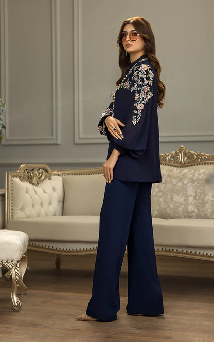 Black Chiffon Embroidered Co Ord Set