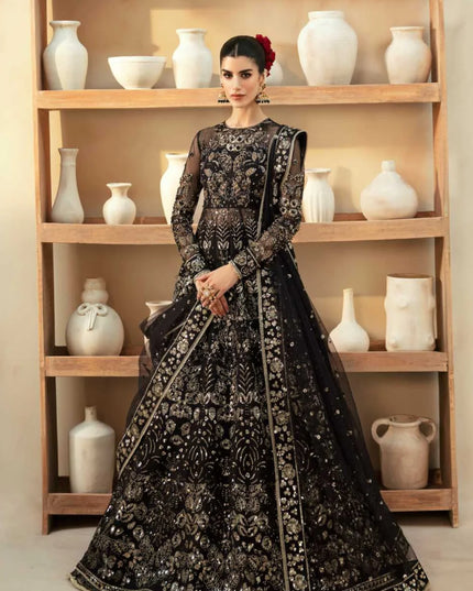 Cinder | Black Organza Embroidered Hand Embellished Lehenga