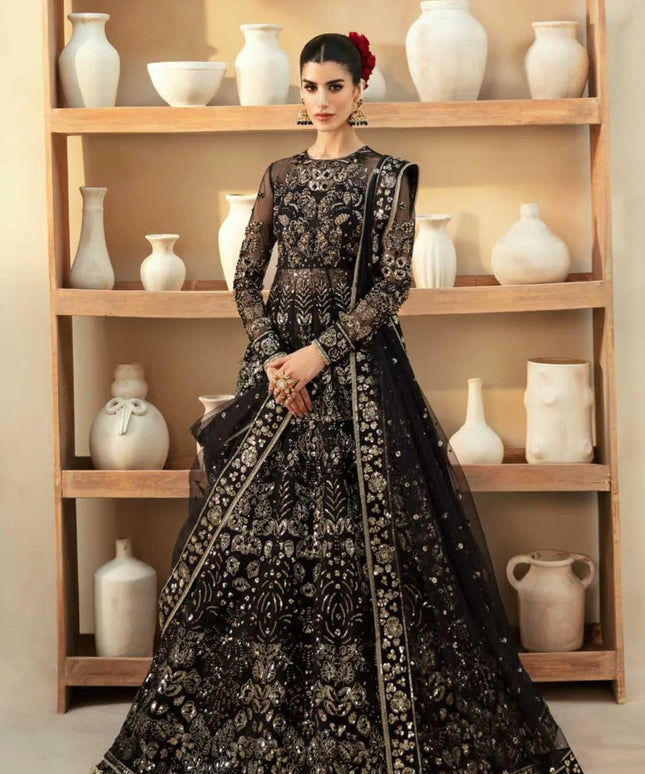 Cinder | Black Organza Embroidered Hand Embellished Lehenga