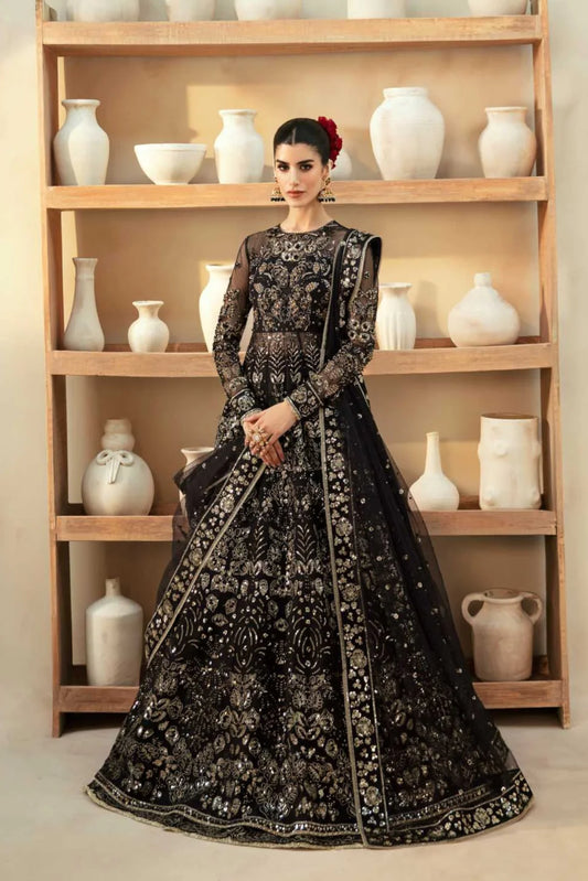 Cinder | Black Organza Embroidered Hand Embellished Lehenga
