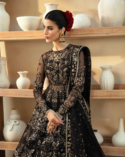 Cinder | Black Organza Embroidered Hand Embellished Lehenga