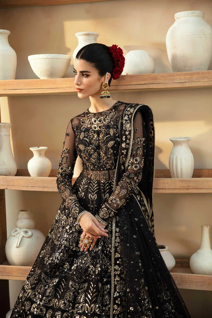Cinder | Black Organza Embroidered Hand Embellished Lehenga