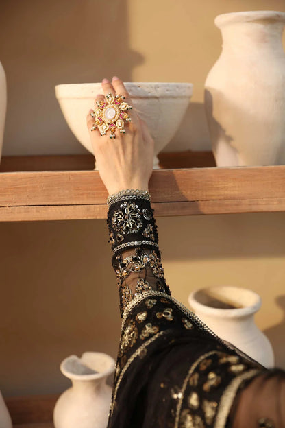 Cinder | Black Organza Embroidered Hand Embellished Lehenga