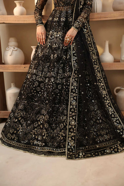 Cinder | Black Organza Embroidered Hand Embellished Lehenga