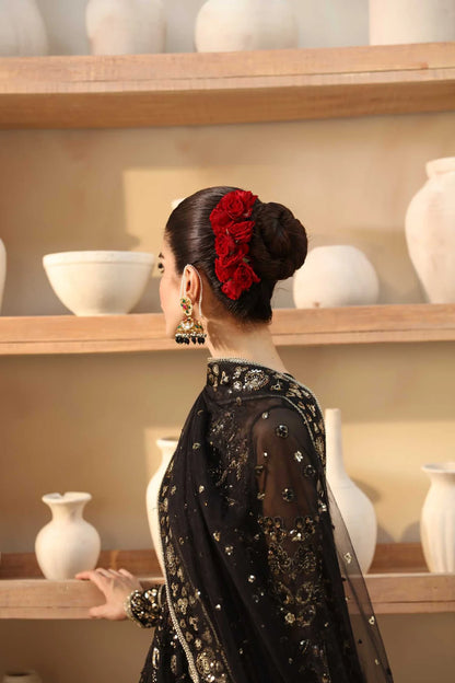 Cinder | Black Organza Embroidered Hand Embellished Lehenga