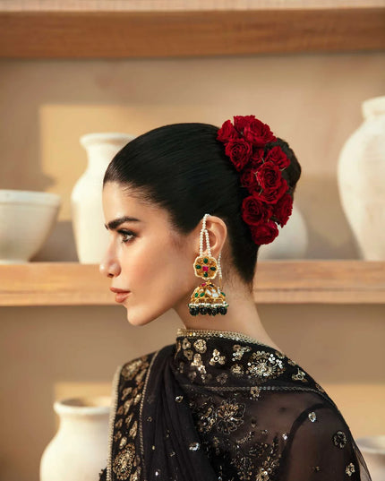 Cinder | Black Organza Embroidered Hand Embellished Lehenga
