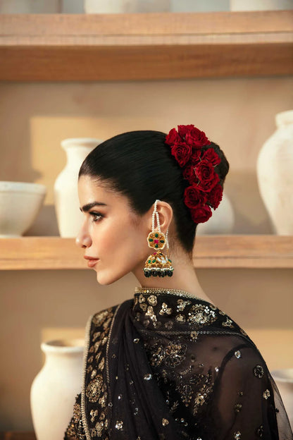 Cinder | Black Organza Embroidered Hand Embellished Lehenga