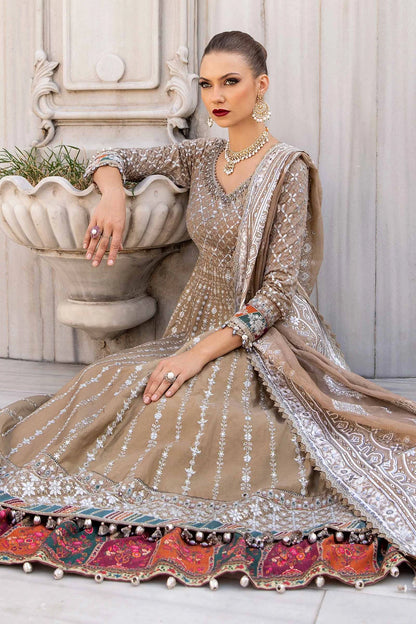 Maria B | Coffee Embroidered Hand Embellished Peshwas Sharara