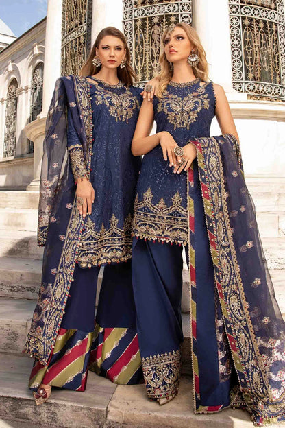 Maria B | Cobalt Blue Embroidered Hand Embellished Suit