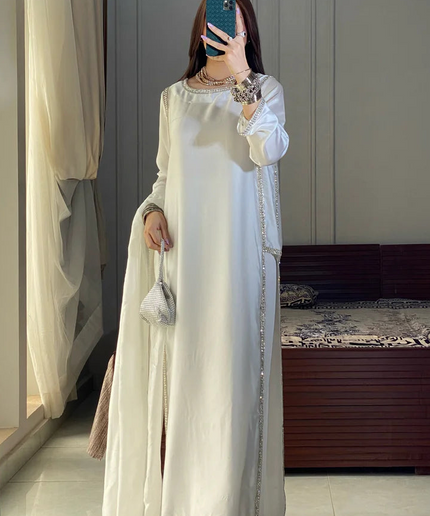 Hoor | White Korean Silk Embellished Suit