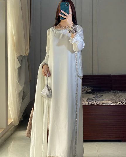 Hoor | White Korean Silk Embellished Suit