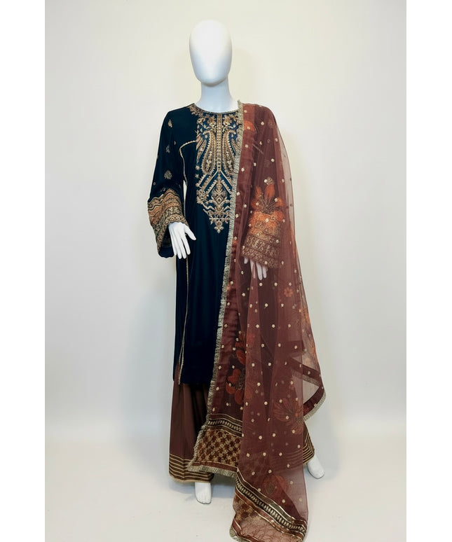 Baroque Midnight Navy Luxury Velvet Sharara