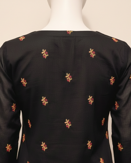 Black & Burgundy Embroidered Occasion Wear Suit