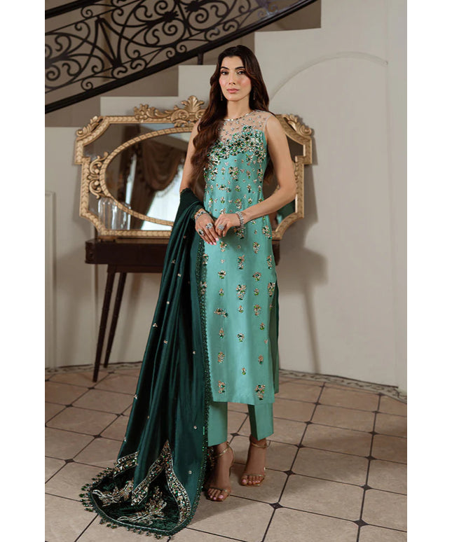 Diba | Green Embellished Tissue Silk Suit