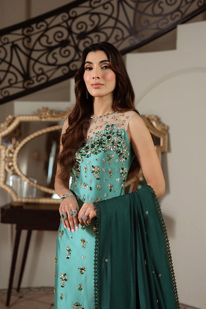 Diba | Green Embellished Tissue Silk Suit