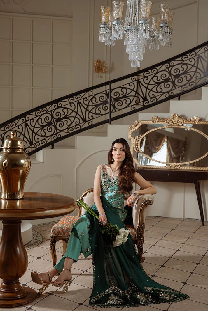 Diba | Green Embellished Tissue Silk Suit