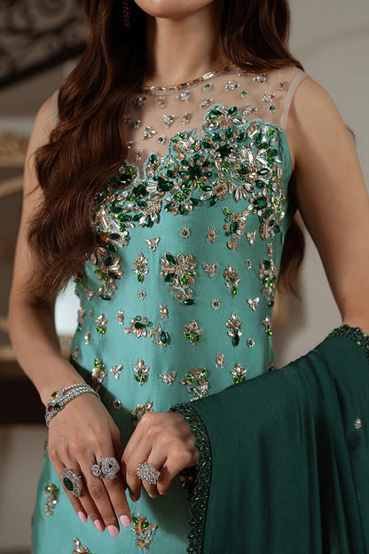 Diba | Green Embellished Tissue Silk Suit